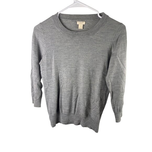 J. Crew Women's Gray Merino Wool Lightweight Crewneck Sweater Size S EUC - Picture 1 of 8